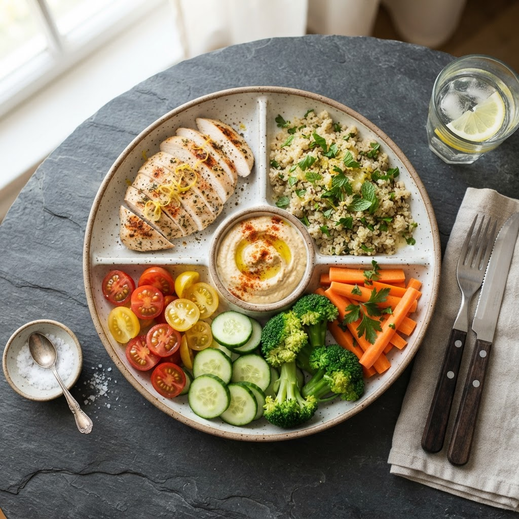 Plato de alimentación saludable