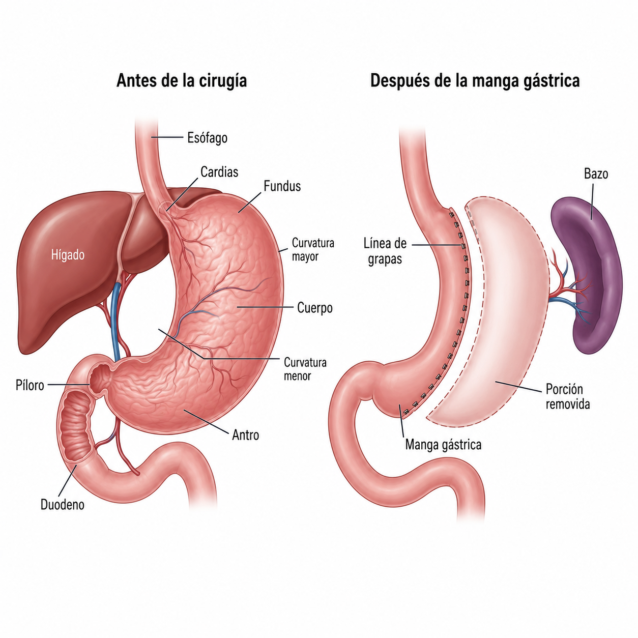 Diagrama médico de manga gástrica